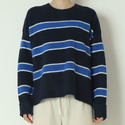 ウール混マルチボーダーニット 255LW0465