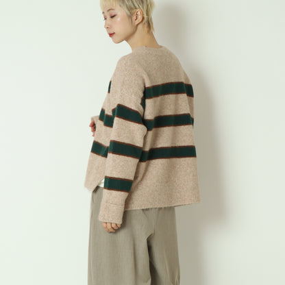 ウール混マルチボーダーニット 255LW0465