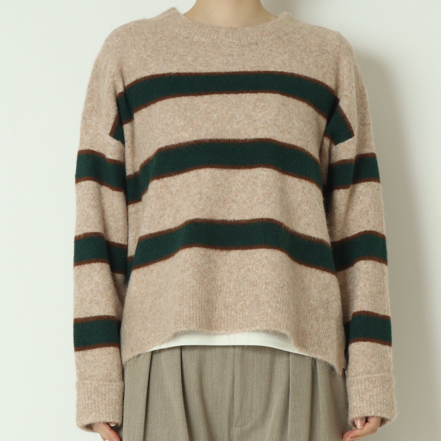 ウール混マルチボーダーニット 255LW0465