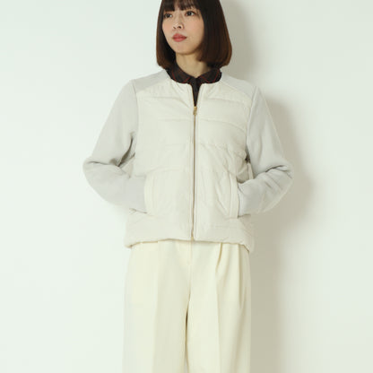 中綿×ニット切替ノーカラージャケット  DR252-012