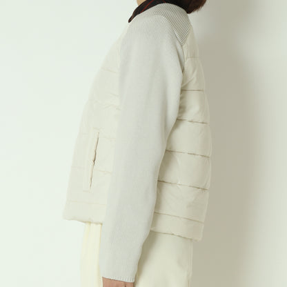 中綿×ニット切替ノーカラージャケット  DR252-012