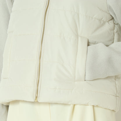 中綿×ニット切替ノーカラージャケット  DR252-012