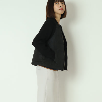 中綿×ニット切替ノーカラージャケット  DR252-012