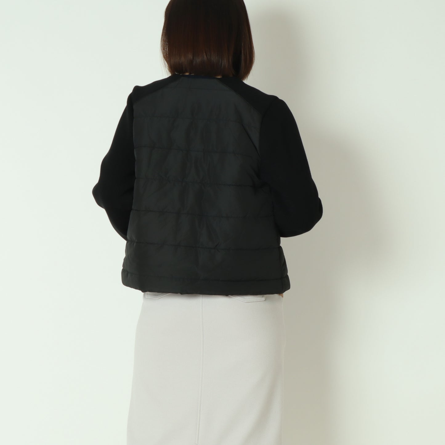 中綿×ニット切替ノーカラージャケット  DR252-012