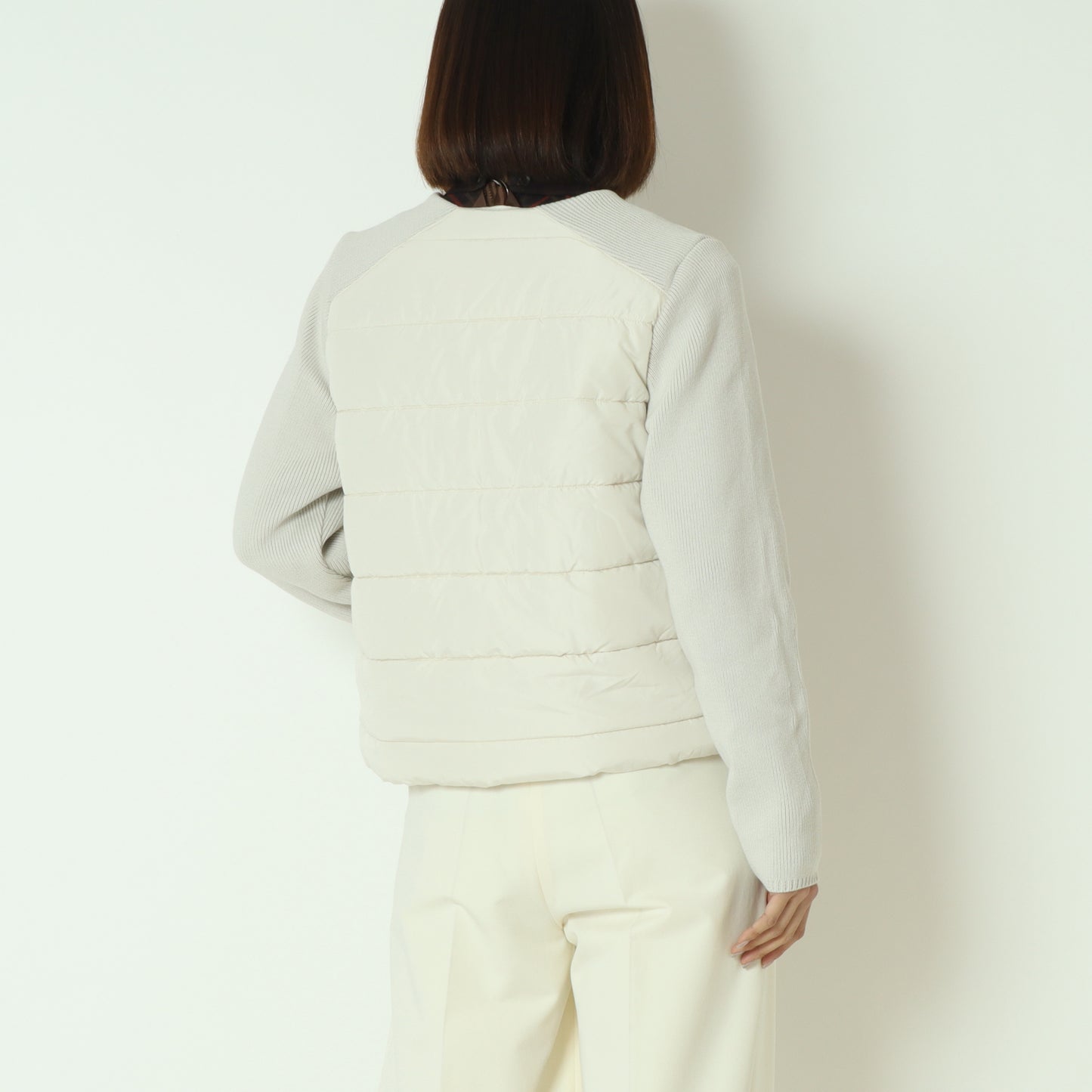 中綿×ニット切替ノーカラージャケット  DR252-012