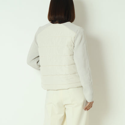 中綿×ニット切替ノーカラージャケット  DR252-012