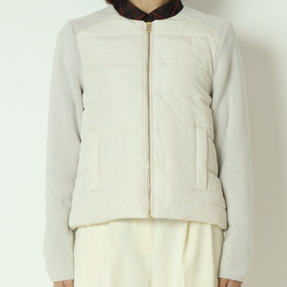 中綿×ニット切替ノーカラージャケット  DR252-012