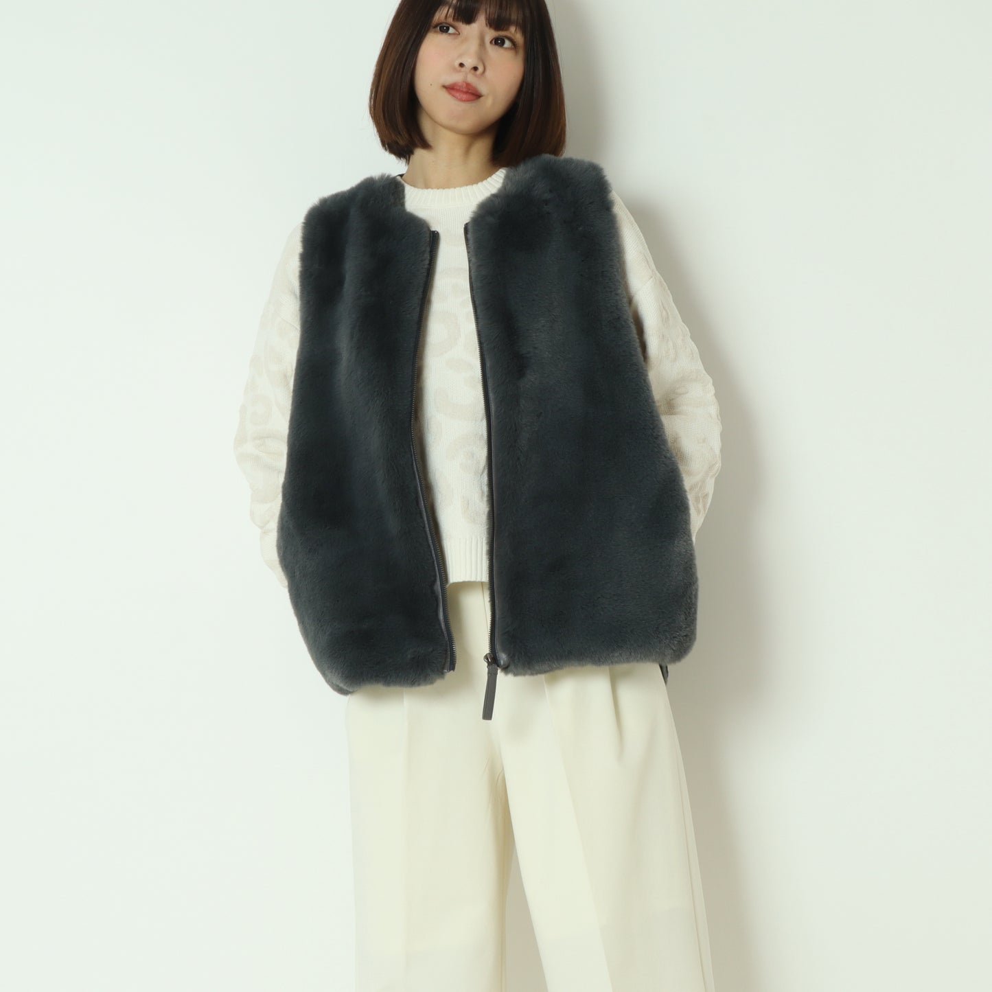 エコファー×ムートンベスト DR252-007