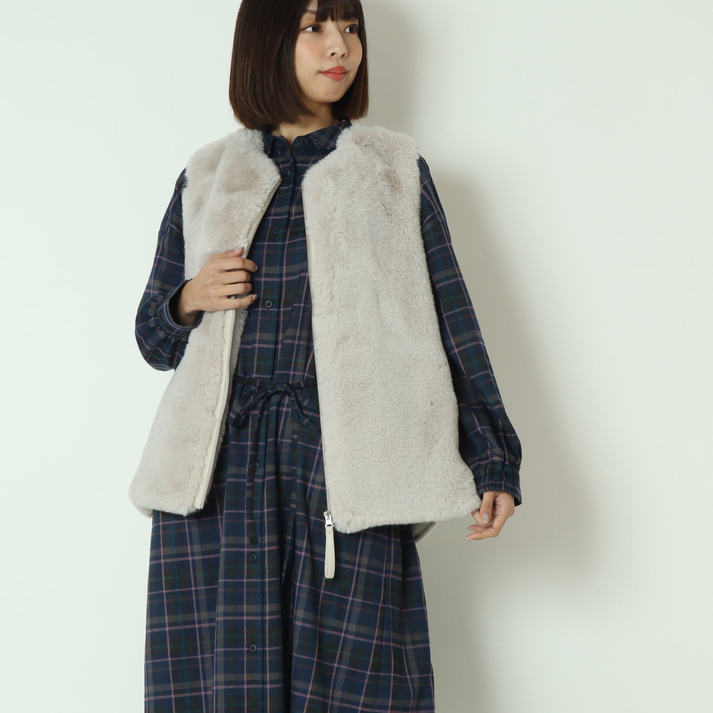 エコファー×ムートンベスト DR252-007