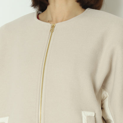 ウール×ピュアダウンノーカラージャケット DR252-006