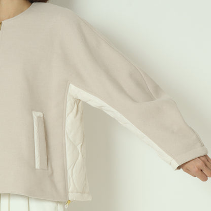 ウール×ピュアダウンノーカラージャケット DR252-006