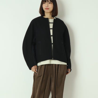 ウール×ピュアダウンノーカラージャケット DR252-006