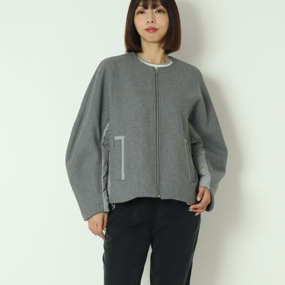 ウール×ピュアダウンノーカラージャケット DR252-006