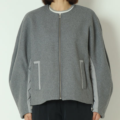 ウール×ピュアダウンノーカラージャケット DR252-006