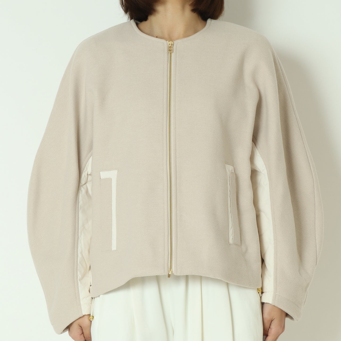 ウール×ピュアダウンノーカラージャケット DR252-006