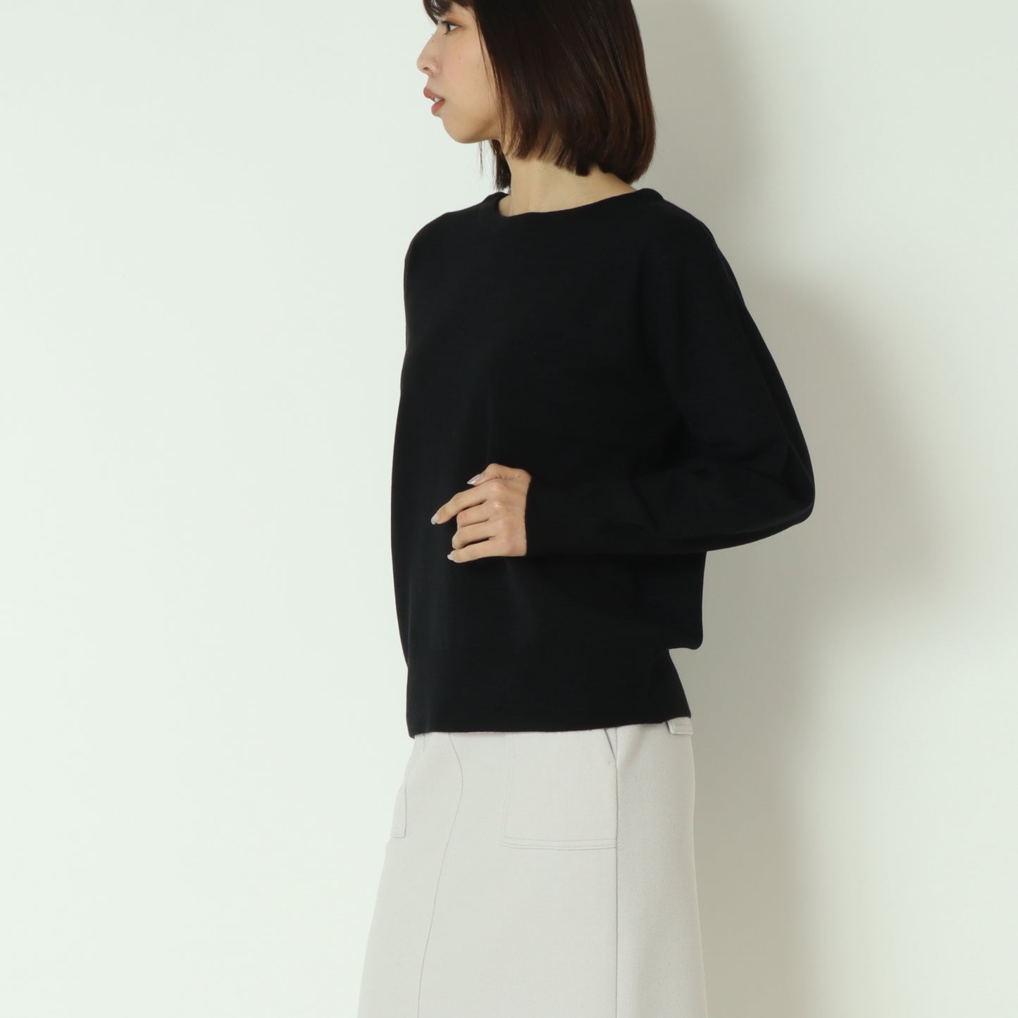 スーパーストレッチクルーネックニットプルオーバー　DR252-015