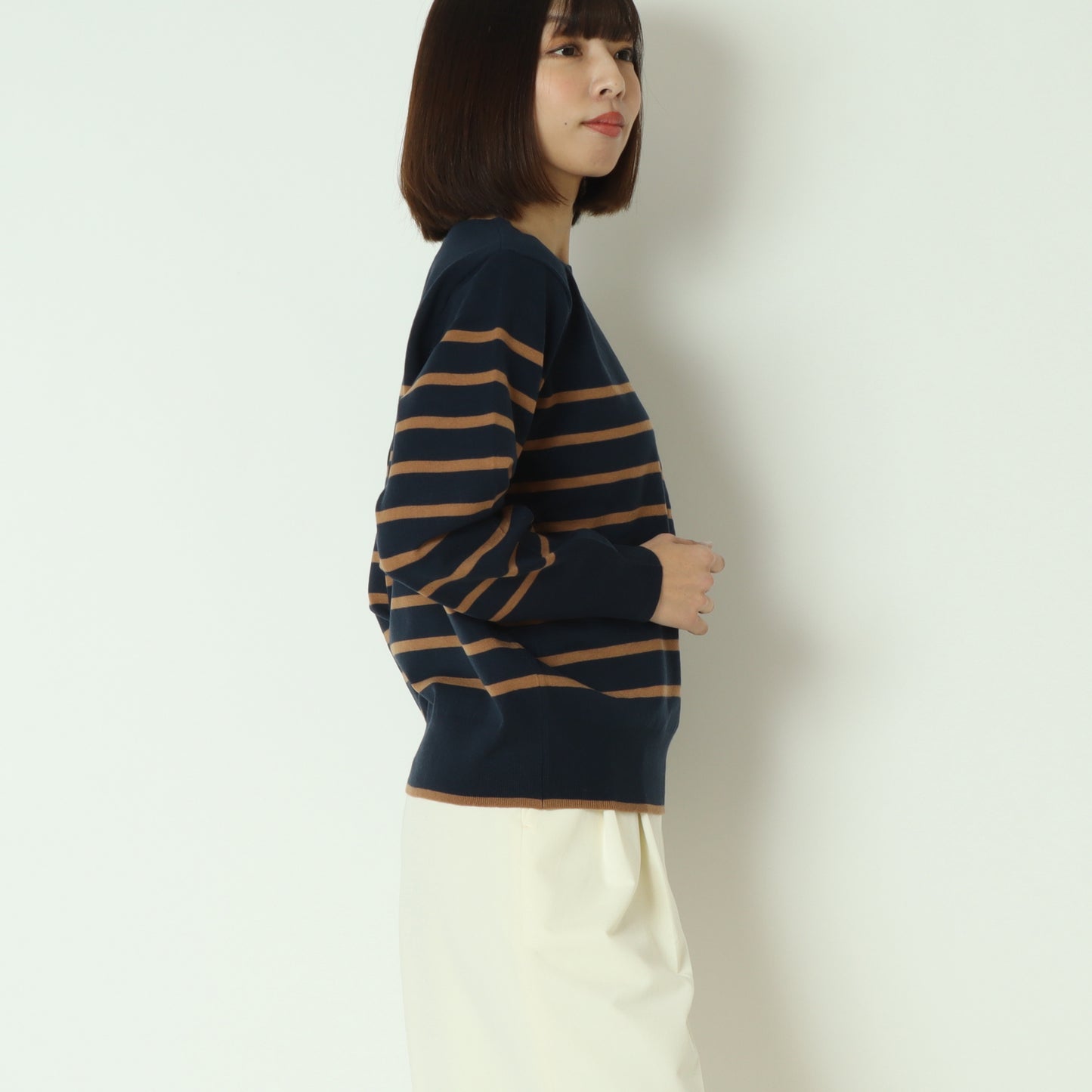 スーパーストレッチクルーネックニットプルオーバー　DR252-015