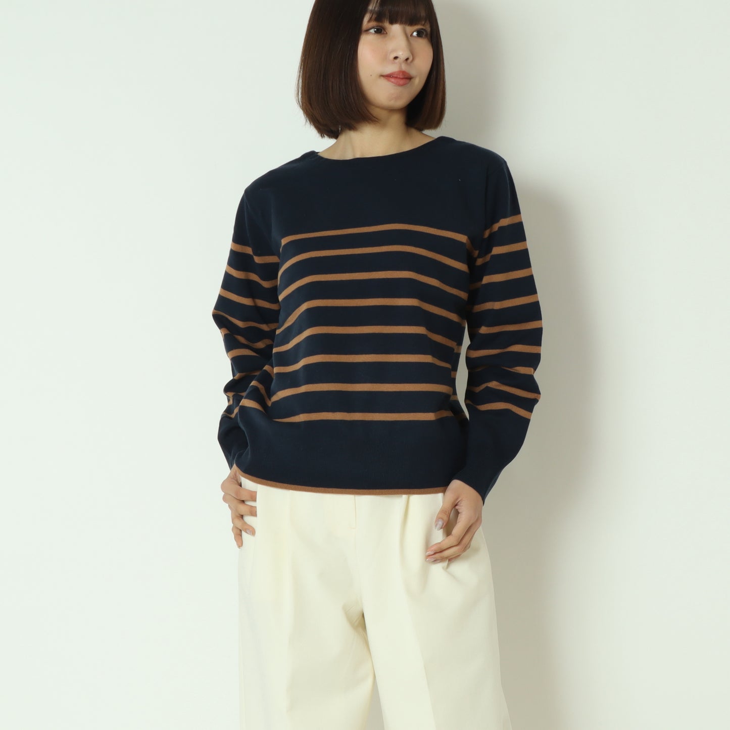 スーパーストレッチクルーネックニットプルオーバー　DR252-015