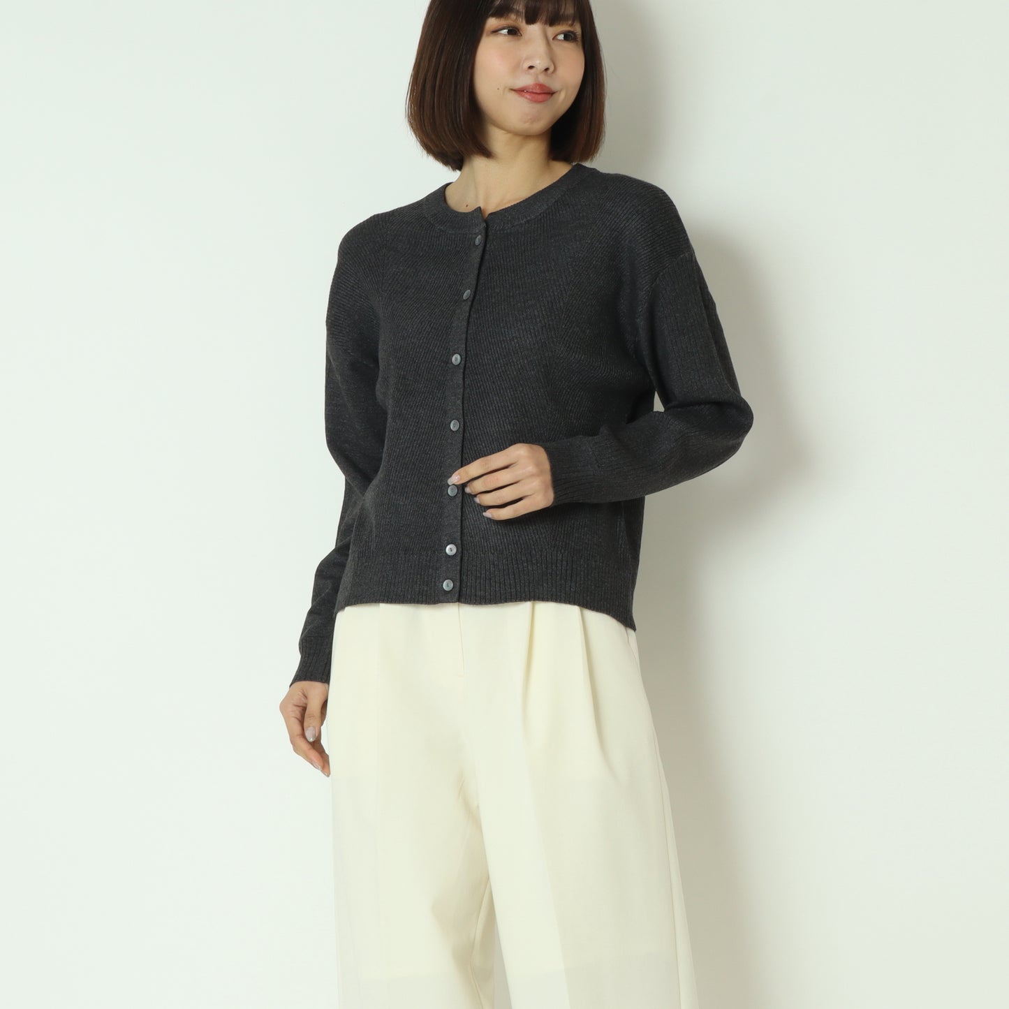 ウォッシャブルバイアスリブカーディガン  DR252-016