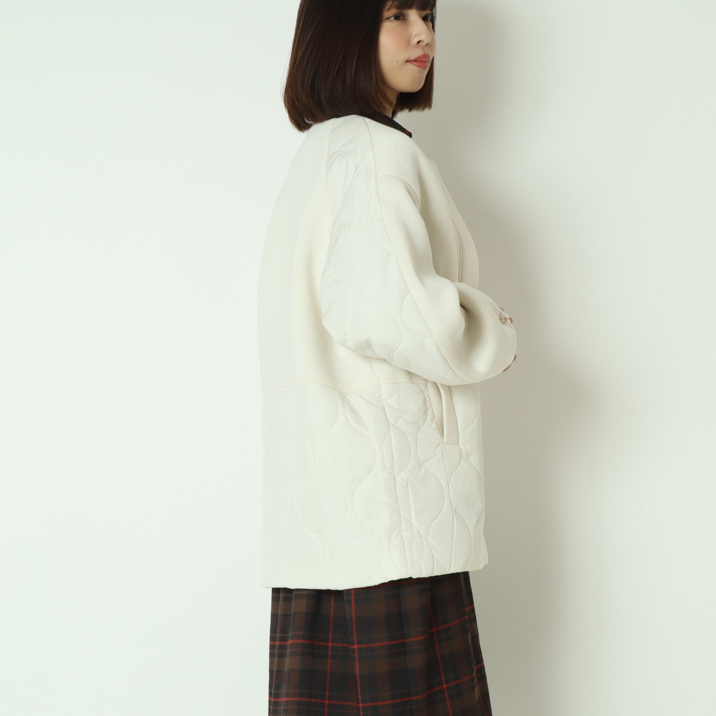 モスダンボール中綿切替ノーカラージャケット DR252-010