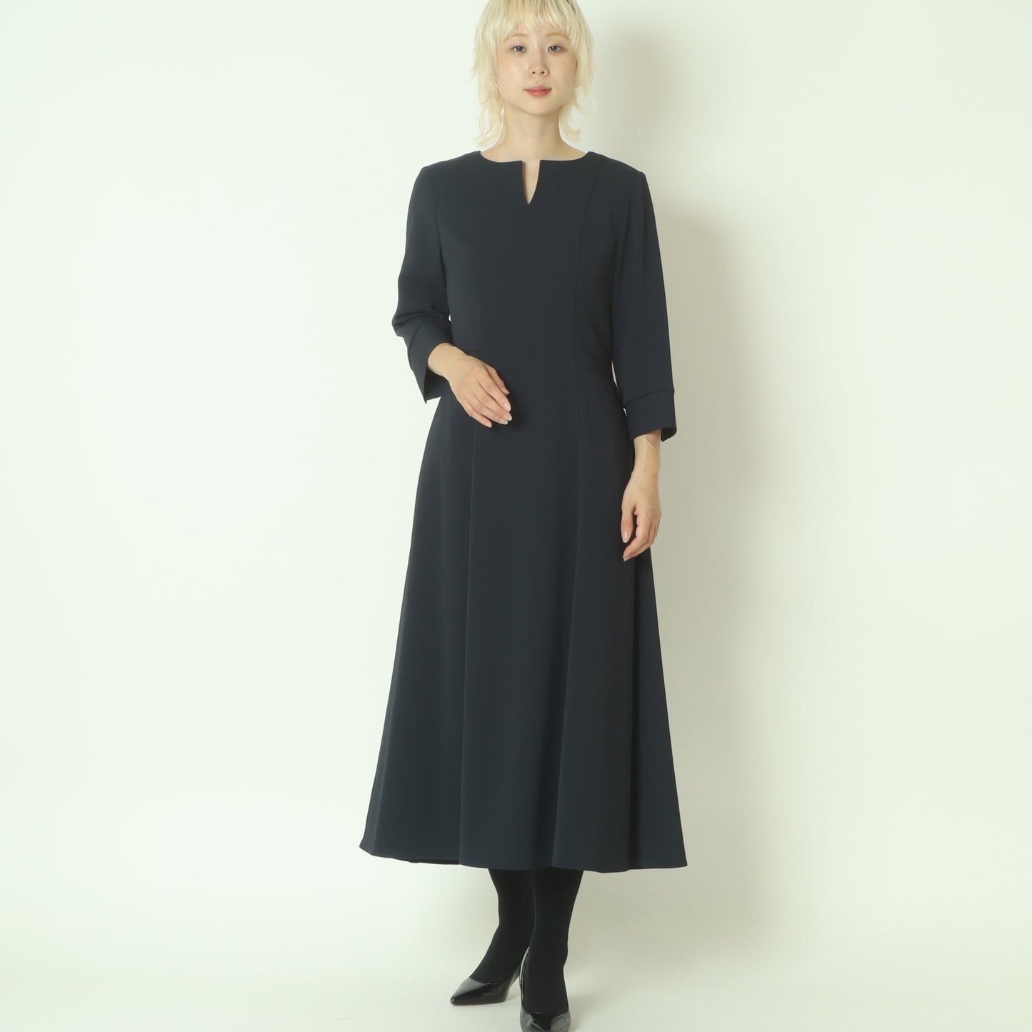 7分袖スリットワンピース  U2226H-25