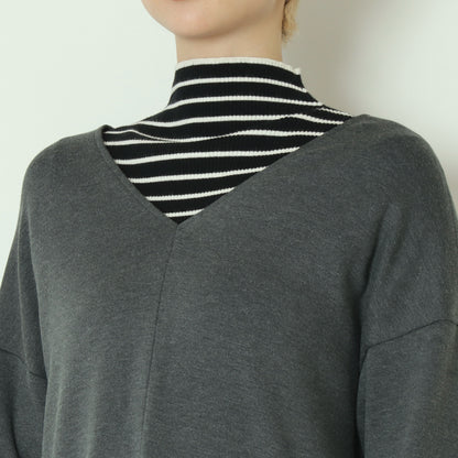 Vネックロングスリーブワンピース U2323H-25