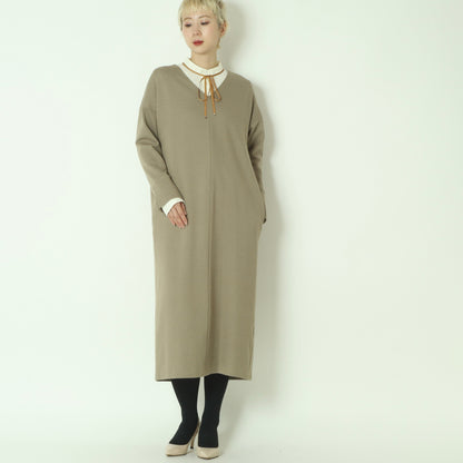Vネックロングスリーブワンピース U2323H-25