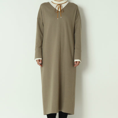 Vネックロングスリーブワンピース U2323H-25