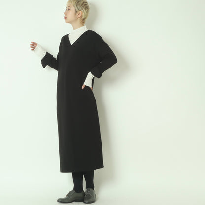 Vネックロングスリーブワンピース U2323H-25