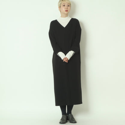 Vネックロングスリーブワンピース U2323H-25
