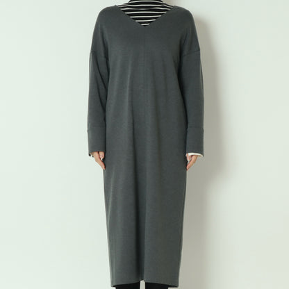Vネックロングスリーブワンピース U2323H-25