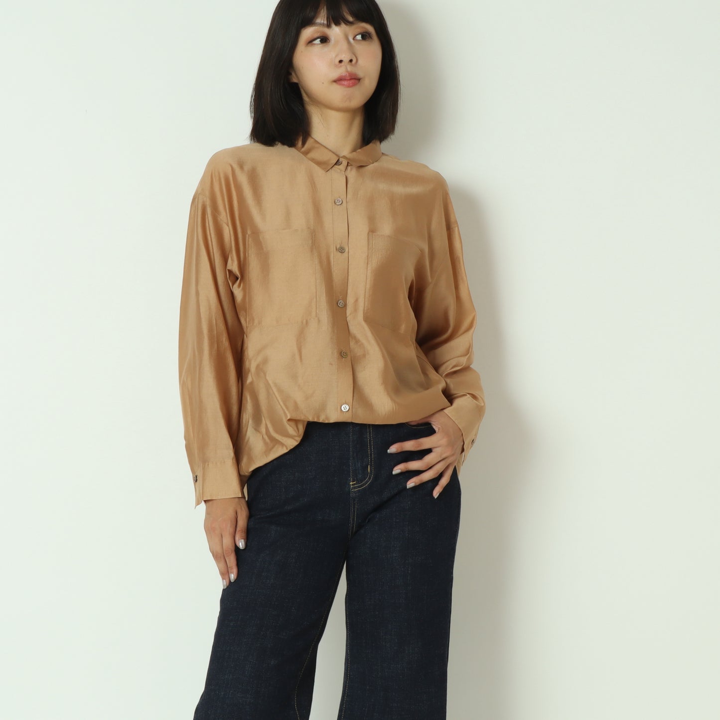 グロッシーシャツブラウス  531406