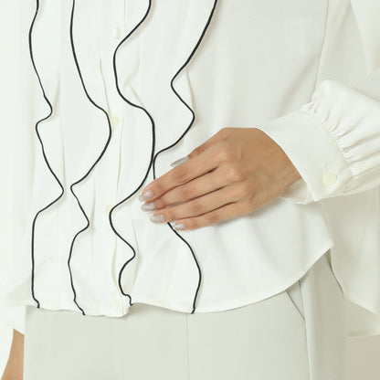 バイカラーフリルラインブラウス  531436