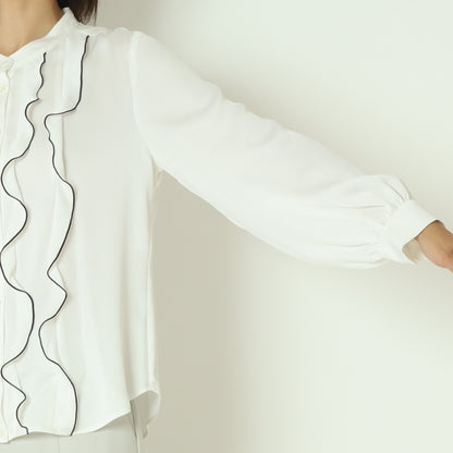 バイカラーフリルラインブラウス  531436