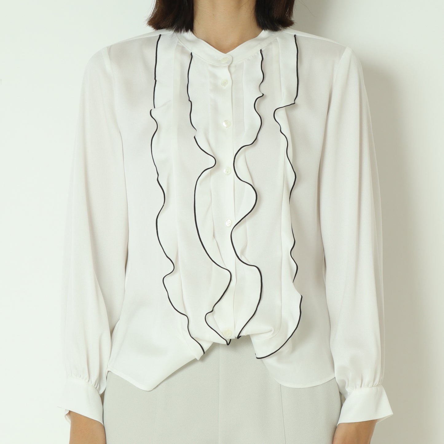 バイカラーフリルラインブラウス  531436