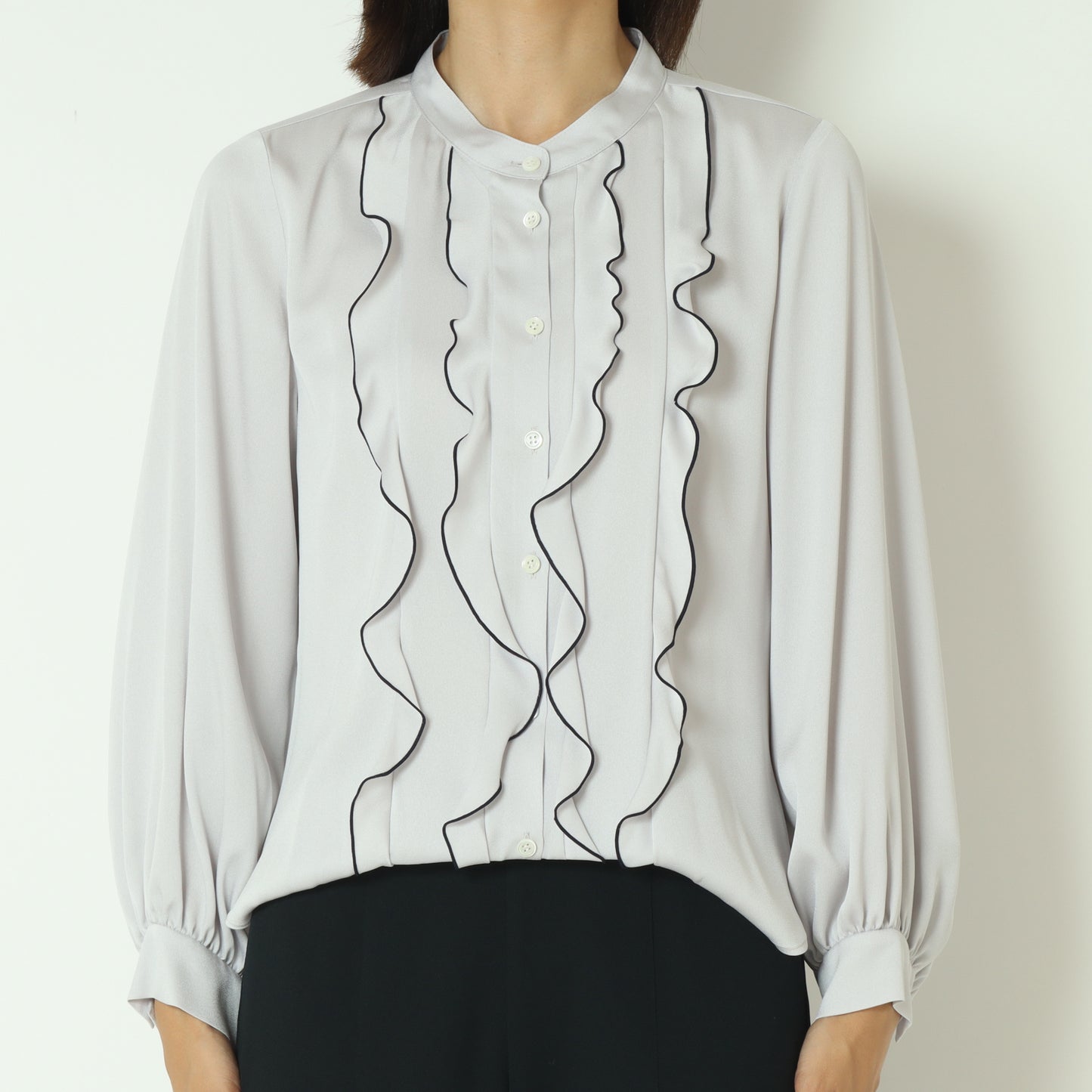 バイカラーフリルラインブラウス  531436