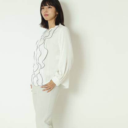 バイカラーフリルラインブラウス  531436