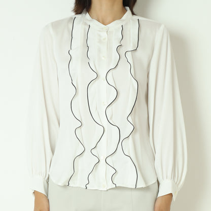 バイカラーフリルラインブラウス  531436