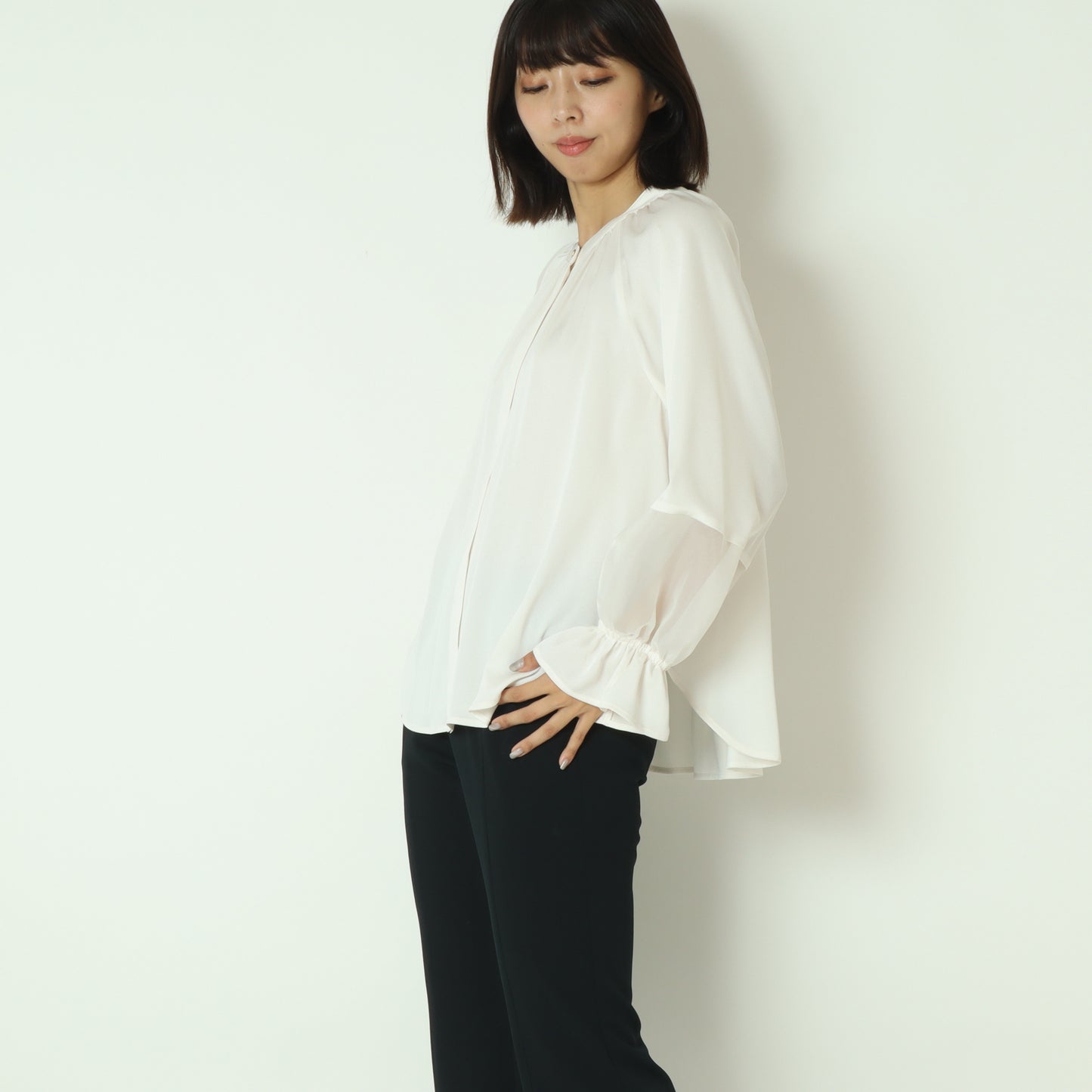 切り替えシアースリーブブラウス  531437