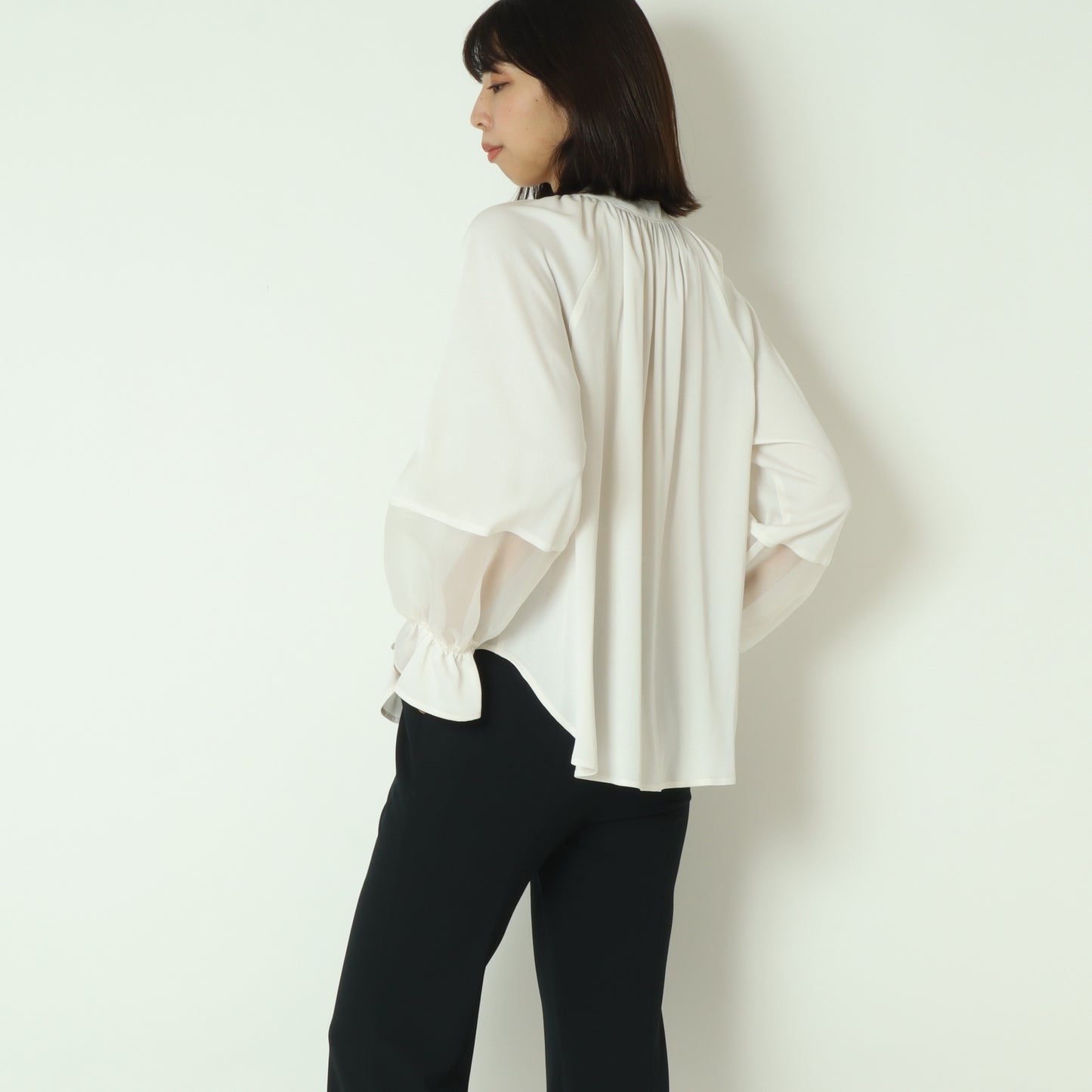 切り替えシアースリーブブラウス  531437