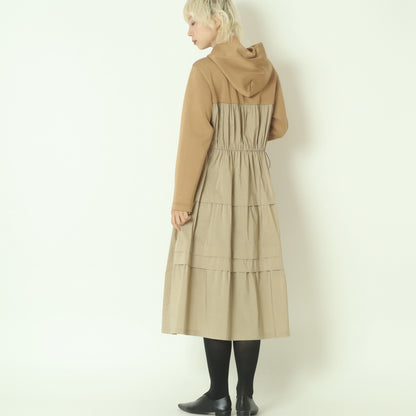 異素材切替フーディーワンピース 532110