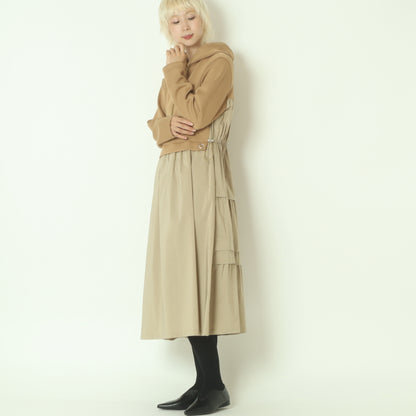 異素材切替フーディーワンピース 532110