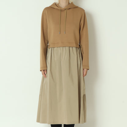 異素材切替フーディーワンピース 532110
