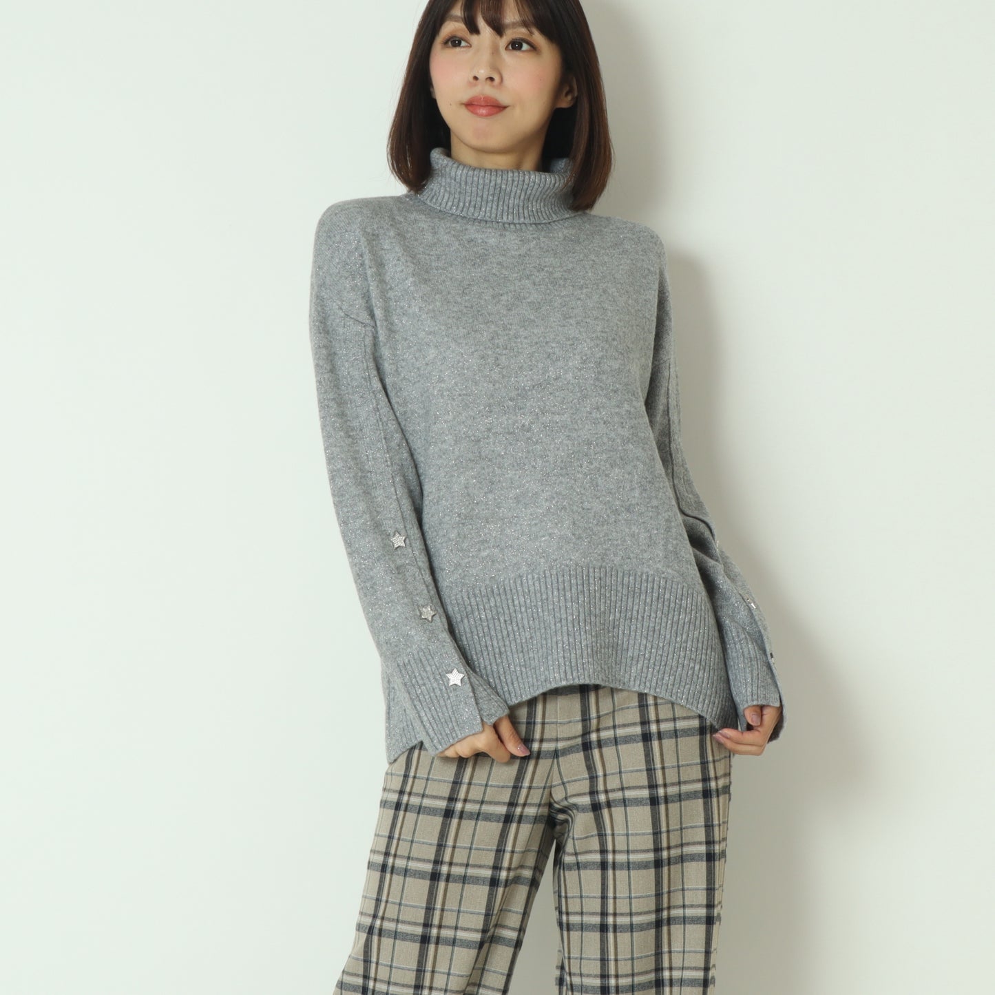 ウール混星釦タートルニット  531958