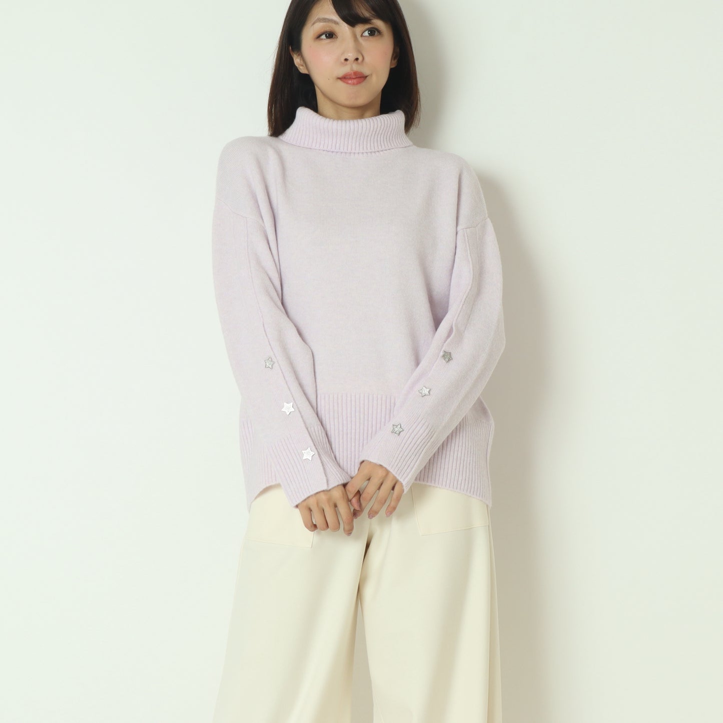 ウール混星釦タートルニット  531958