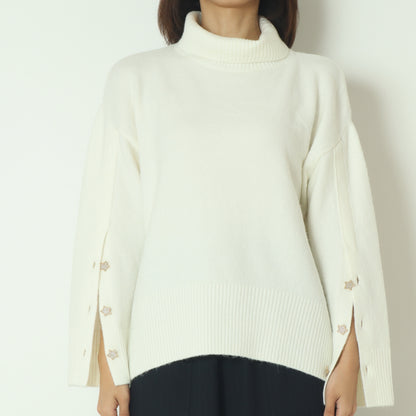 ウール混星釦タートルニット  531958