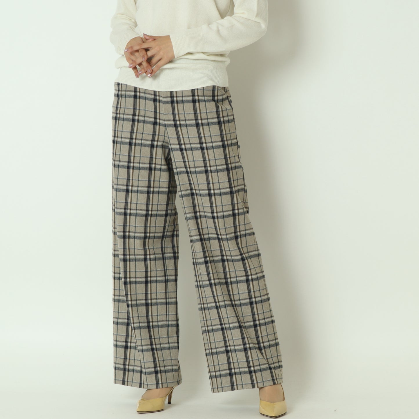 微起毛チェックワイドパンツ  531668