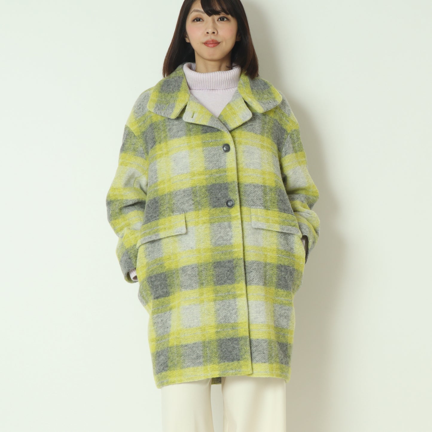 ウールチェックコート  531484