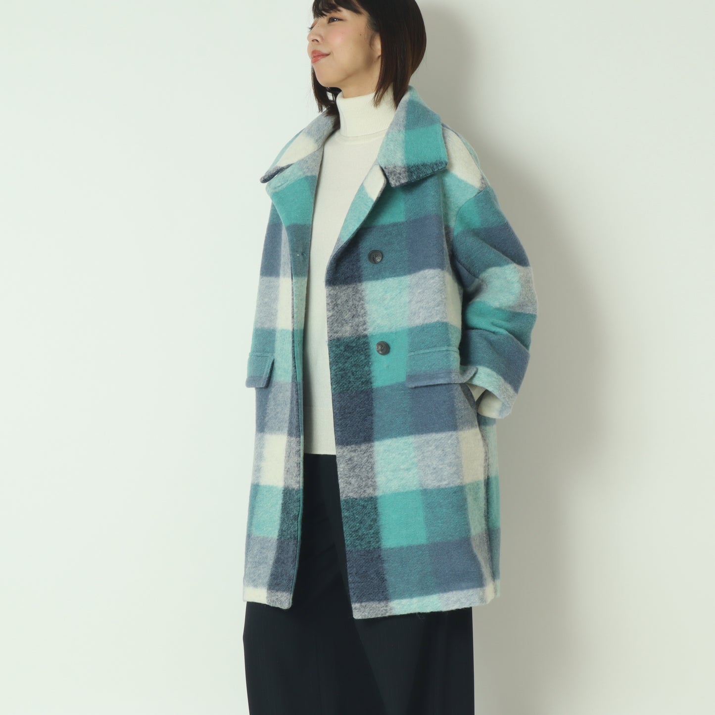 ウールチェックコート  531484