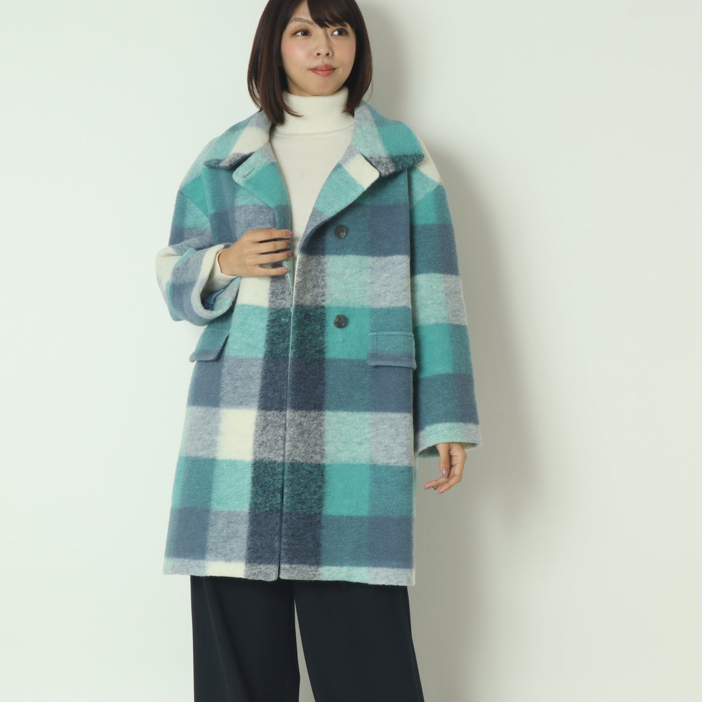 ウールチェックコート  531484